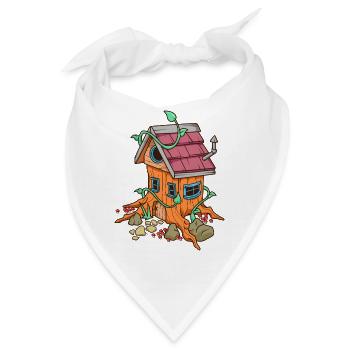 Feenhaus im Baumstumpf - Fairycore - Bandana - Weiß - Vorne