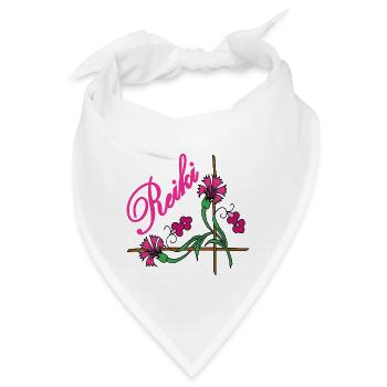 reiki schrift mit blume 9 rosa - Bandana - Weiß - Vorne
