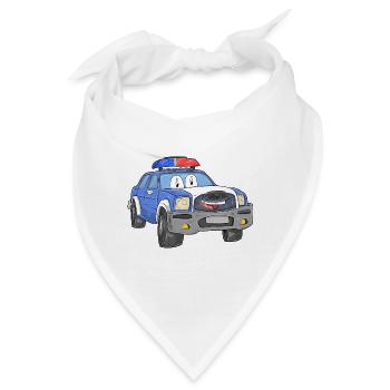 Polizeiauto mit Gesicht - Bandana - Weiß - Vorne
