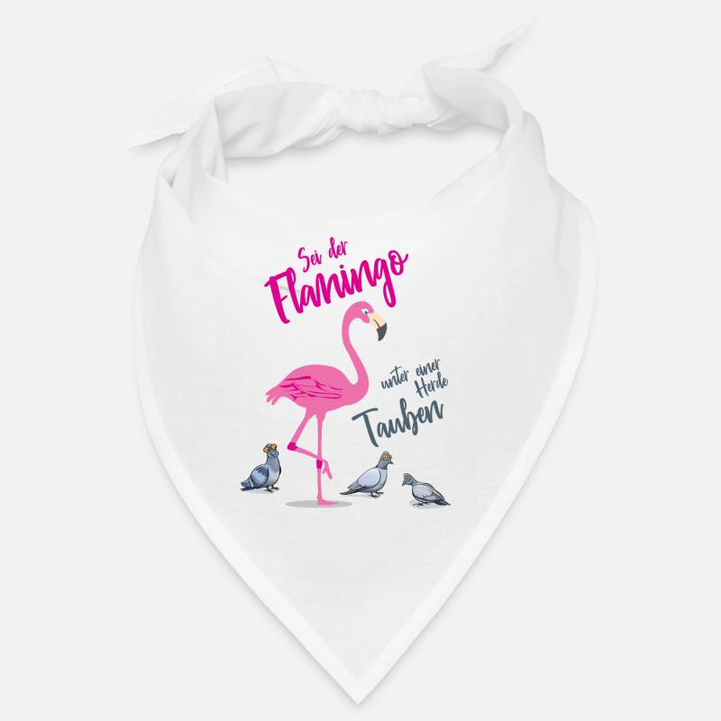 Sei der Flamingo unter einer Herde Tauben Bandana