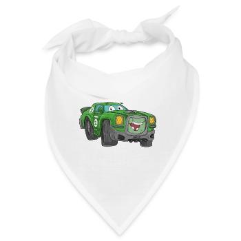 Rennauto mit Gesicht - Bandana - Weiß - Vorne
