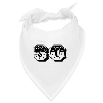 Zahl 30 - 30. Geburtstag - 30er Jahre Retro - Bandana - Weiß - Vorne