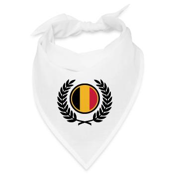 Belgien (Flagge & Lorbeerkranz) - Bandana - Weiß - Vorne