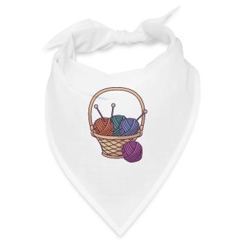 Korb mit Wollknäueln und Nadeln - Bandana - Weiß - Vorne