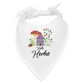 Hallo Herbst Fliegenpilz Zwergenhaus fantasy - Bandana - Weiß - Vorne