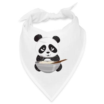 Panda mit Stäbchen und Reis, Asiatisches - Bandana - Weiß - Vorne