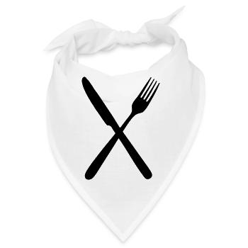 Messer und Gabel - Bandana - Weiß - Vorne