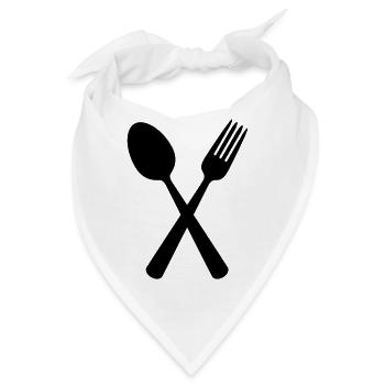 Löffel und Gabel - Bandana - Weiß - Vorne
