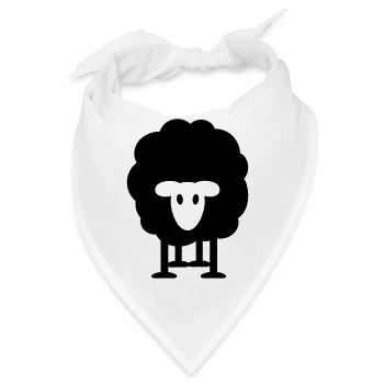dickes schwarzes Schaf Schäfer Wolle Heidschnucken - Bandana - Weiß - Vorne