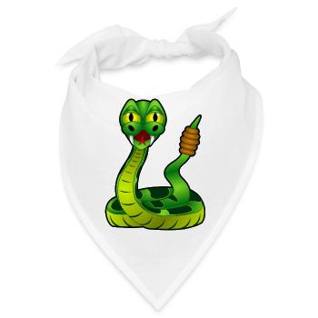 Klapperschlange in Grün. Geschenkidee - Bandana - Weiß - Vorne