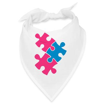 drei Puzzle-Stücke, die Montage in zwei Farb - Bandana - Weiß - Vorne
