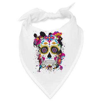 Zuckerschädel Dia de Los Muertos - Bandana - Weiß - Vorne