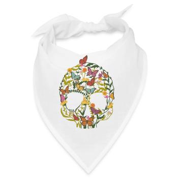 Flower Skull Blumen Totenkopf Sommer Geschenk - Bandana - Weiß - Vorne