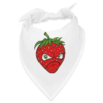 zornige grimmige Erdbeere Erdbeer Motiv Graphik - Bandana - Weiß - Vorne