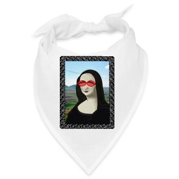 Mona Lisa mit Sonnenbrille - Bandana - Weiß - Vorne