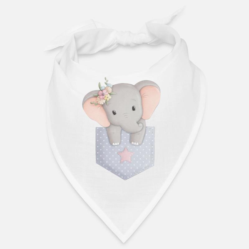Éléphant en sac avec fleur Bandana