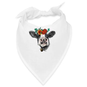 Aquarell Kuh - Bandana - Weiß - Vorne