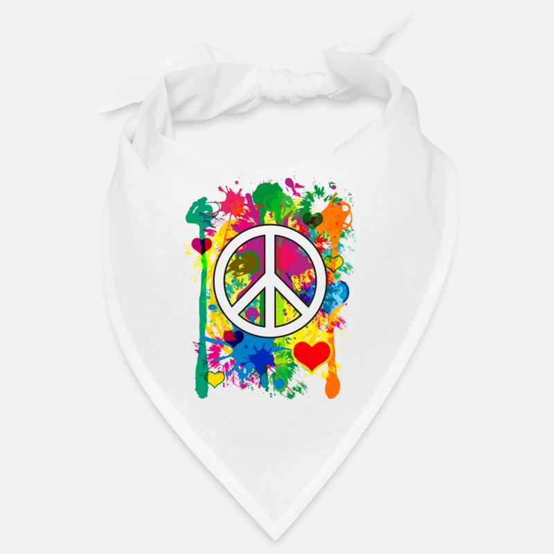 04 Peace colorés coeurs éclaboussés Bandana