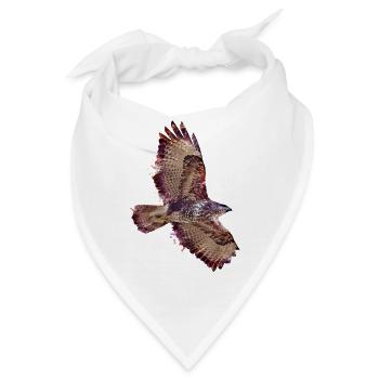 Fliegender Bussard in Wasserfarbtechnik - Bandana - Weiß - Vorne