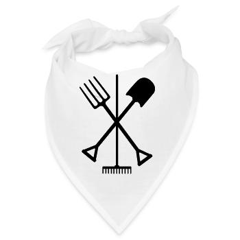 Gartengeräte Schaufel Rechen und Mistgabel gekreuzt - Bandana - Weiß - Vorne
