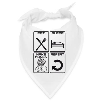 Money Eat Sleep - Bandana - Weiß - Vorne
