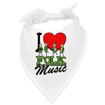 I Love Folk Music - Bandana - Weiß - Vorne
