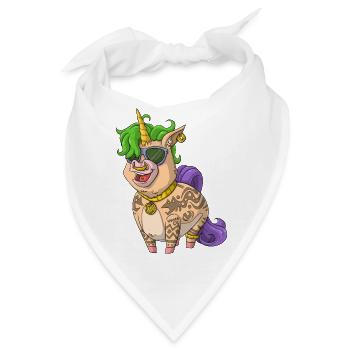 Tattoo Einhorn / Tätowiertes Einhorn - Bandana - Weiß - Vorne