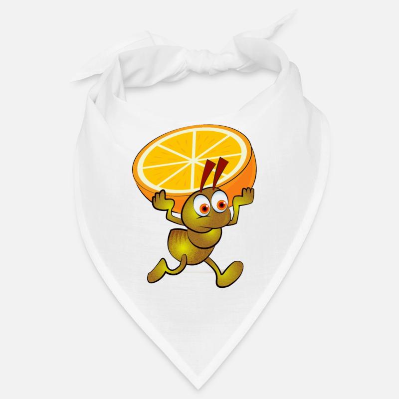 Yellow ant with a split orange Bandana