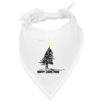 Happy Christmas, Weihnachtsbaum - Bandana - Weiß - Vorne