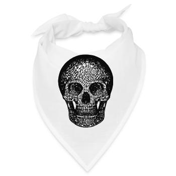 Mosaik-Schädel-Grafik – Komplexer Skelettkopf - Bandana - Weiß - Vorne