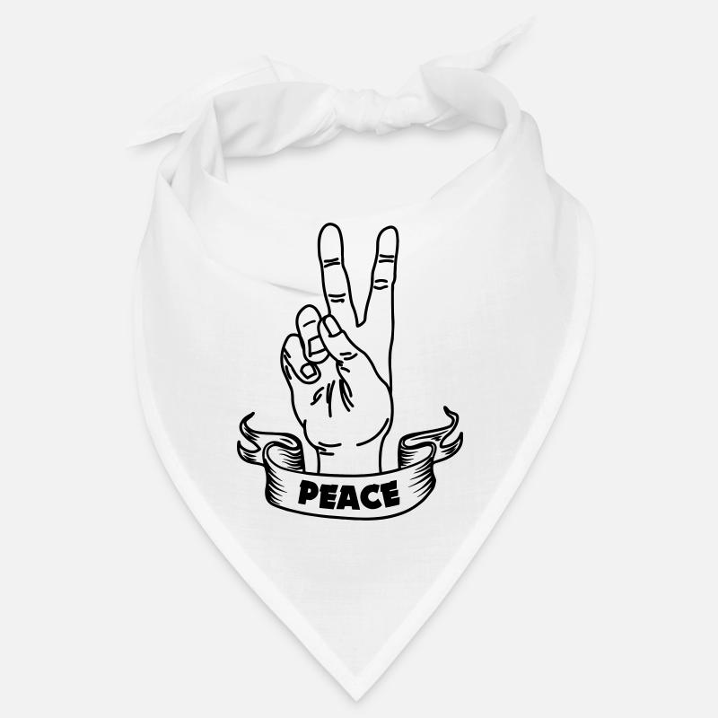 Handgeste Frieden und Textbanner Bandana