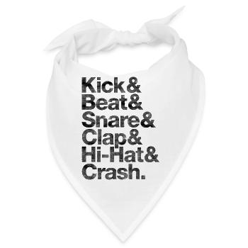 Kick Beat Snare Clap Hi Hat Crash Grunge schwarz - Bandana - Weiß - Vorne