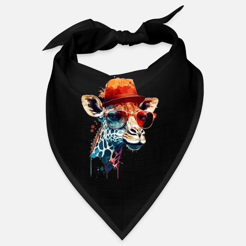 Giraffe head with glasses and hat as vector design Bandana