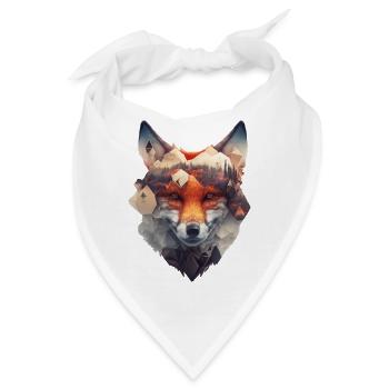Wunderschönes und modernes Fuchs Portrait mit Wald - Bandana - Weiß - Vorne