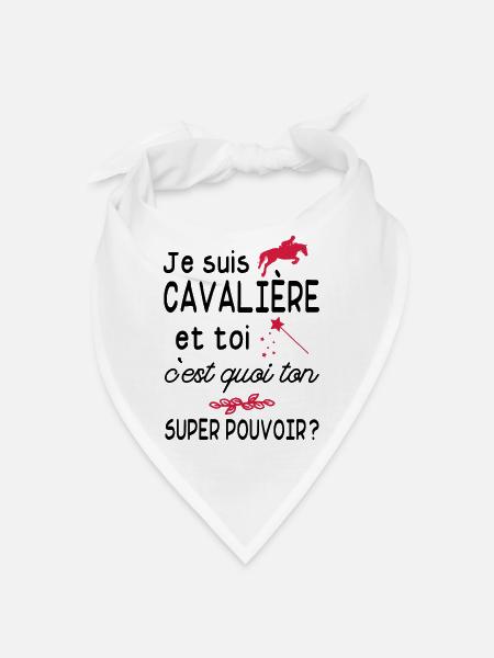 je suis cavalière / cadeau humour cavalière - Bandana - blanc