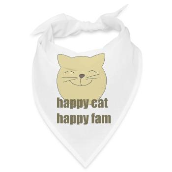 happy cat happy fam - Bandana - Weiß - Vorne