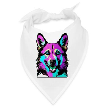 Glücklicher Hund. Glückliche Hunde. Deutscher Schäferhund - Bandana - Weiß - Vorne