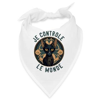 Hypnotisches Katzenporträt: Ich kontrolliere die Welt - Bandana - Weiß - Vorne