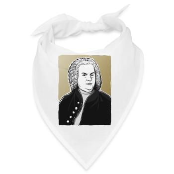 Johann Sebastian Bach in schwarz weiß und gold - Bandana - Weiß - Vorne