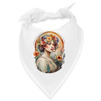 Jugendstilpportrait einer hübschen Frau - Bandana - Weiß - Vorne