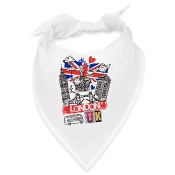 London England UK Stadt Skyline Cartoon Gezeichnet - Bandana - Weiß - Vorne