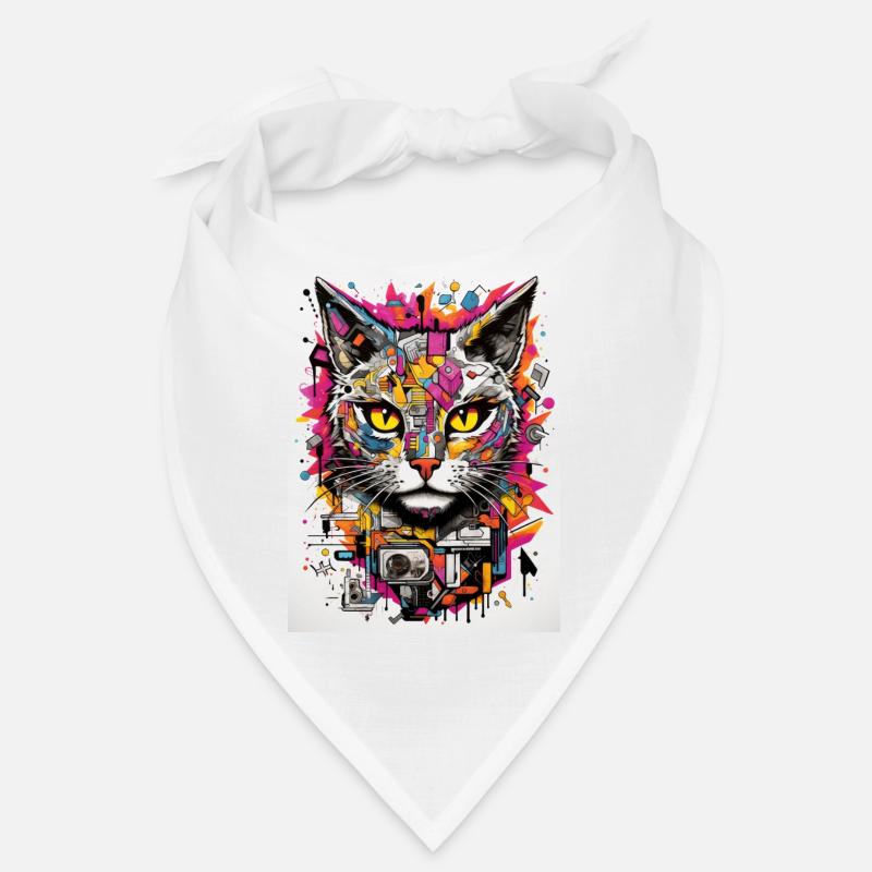 [] Mysticisme doux du chat sauvage - Bandana - blanc