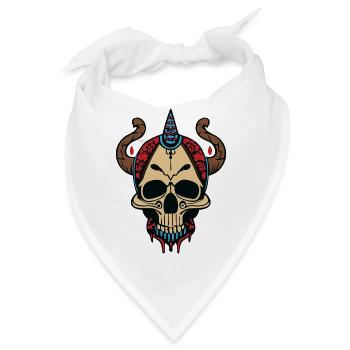 Satanist Skull - Heavy Metal Hardcore - Bandana - Weiß - Vorne