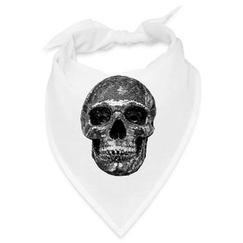 Totenkopf,metallisch,pailletten,nieten,silber - Bandana - Weiß - Vorne
