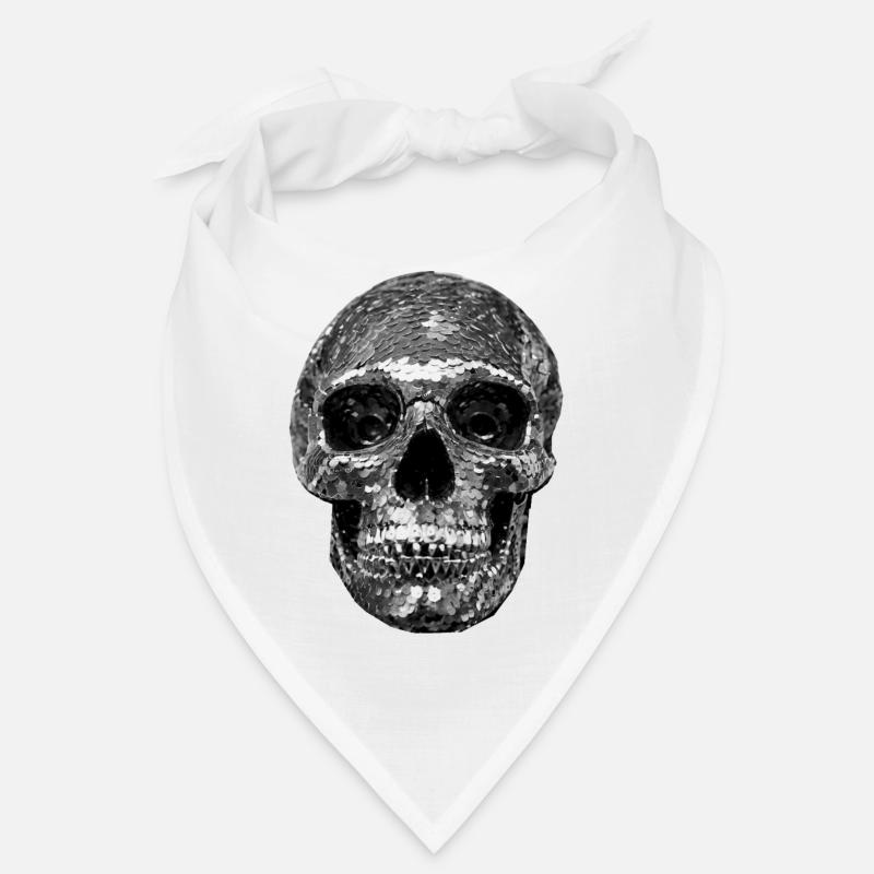 Skull, metallic, sequins, rivets, silver Bandana