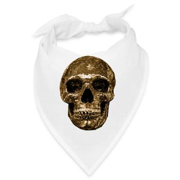 Totenkopf,metallisch,pailletten,nieten,gold - Bandana - Weiß - Vorne