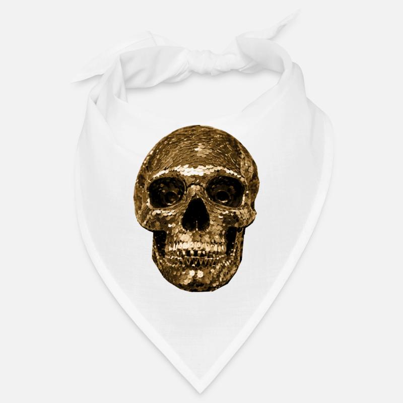 Skull,metallic,sequins,rivets,gold Bandana