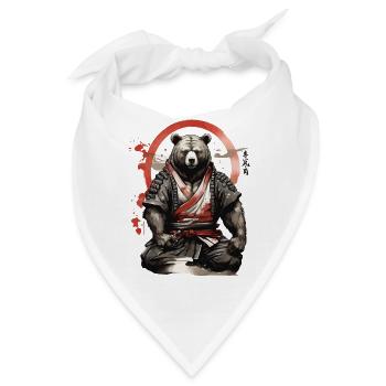 Samurai-Bär: Die Kraft der Natur und der Kampfgeist - Bandana - Weiß - Vorne