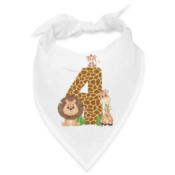 4. Geburtstag Dschungeltiere Giraffe Löwe Affe - Bandana - Weiß - Vorne