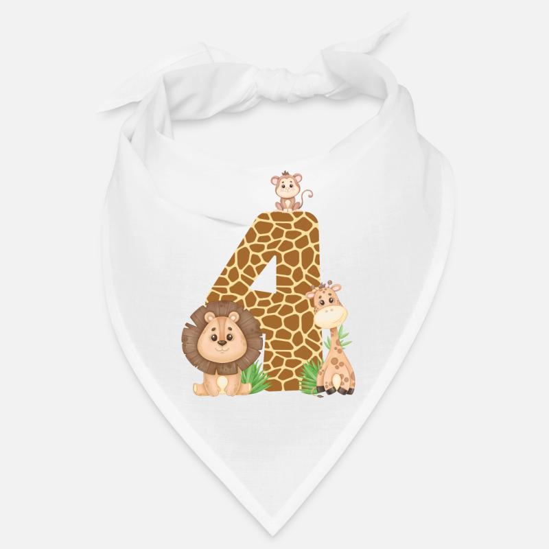 4e anniversaire : Animaux de la jungle : Girafe, Lion, Singe Bandana